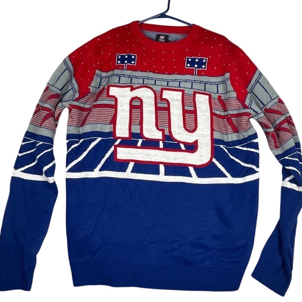 New‎ York Giants ugly Christmas holiday sweater, men's size Large, football, NFL